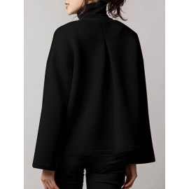 Women Solid Collarless Button Front Casual Long Sleeve Jacket Women Solid Collarless Button Front Casual Long Sleeve Jacket