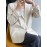 Solid Pocket Button Front Lapel Long Sleeve Blazer