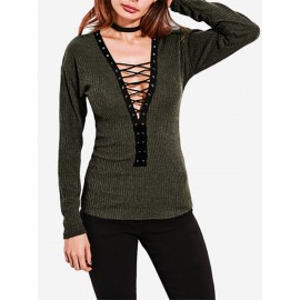 Criss-Cross Long Sleeve V-neck Blouses Criss-Cross Long Sleeve V-neck Blouses
