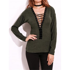 Criss-Cross Long Sleeve V-neck Blouses Criss-Cross Long Sleeve V-neck Blouses