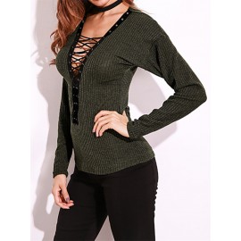 Criss-Cross Long Sleeve V-neck Blouses Criss-Cross Long Sleeve V-neck Blouses