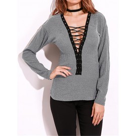 Criss-Cross Long Sleeve V-neck Blouses Criss-Cross Long Sleeve V-neck Blouses