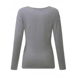 Criss-Cross Long Sleeve V-neck Blouses Criss-Cross Long Sleeve V-neck Blouses