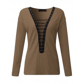 Criss-Cross Long Sleeve V-neck Blouses Criss-Cross Long Sleeve V-neck Blouses