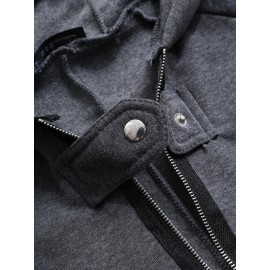 Women Zipper Long Sleeve Irregular Hem Hooded Coat