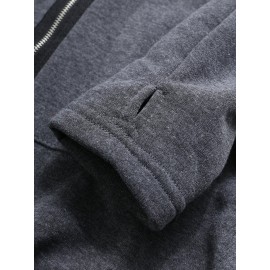 Women Zipper Long Sleeve Irregular Hem Hooded Coat