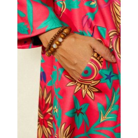 Floral Printed Long Sleeve Turn-down Collar Coat For Women Floral Printed Long Sleeve Turn-down Collar Coat For Women