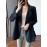 Solid Pocket Button Lapel Long Sleeve Blazer For Women