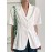 Solid Button Front Lapel Short Sleeve Casual Blazer